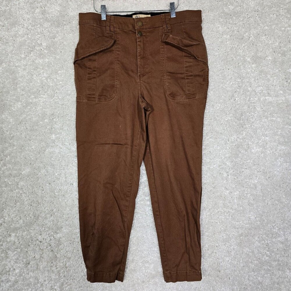 Democracy Womens Stretch Utility High Rise Ankle Pants Brown Size 14 Casual